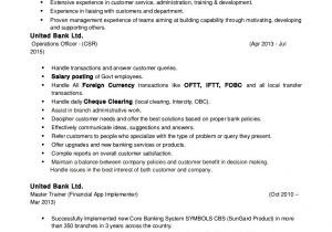 Sample Resume for Banking Operation Officer Operation Officer Cv .doc