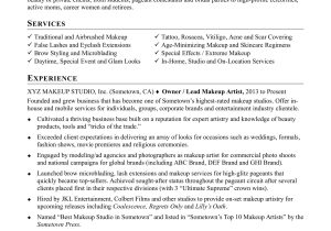Sample Resume for Bridal Shop Owner Makeup Artist Resume Sample Monster.com