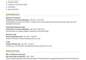 Sample Resume for Bsc Chemistry Freshers Chemist Resume Example 2021 Writing Guide & Tips – Resumekraft