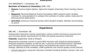 Sample Resume for Bsc Chemistry Freshers Entry-level Chemist Resume Sample Monster.com