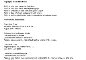 Sample Resume for Bus Driver Position Sample Resume for Personal Driver Position