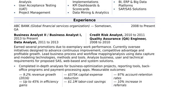Sample Resume for Business Analyst Position Business Analyst Resume Sample Monster.com