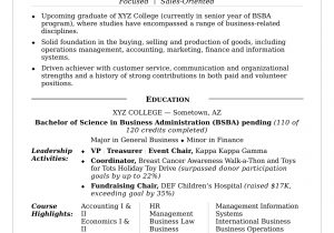 Sample Resume for Business College Student College Resume