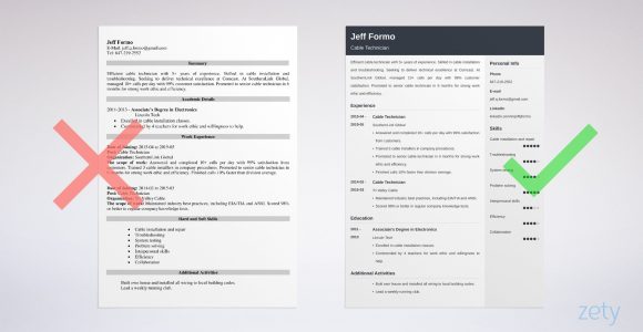 Sample Resume for Cable Installation Technician Cable Technician Resume (sample Job Description & 20lancarrezekiq Tips)