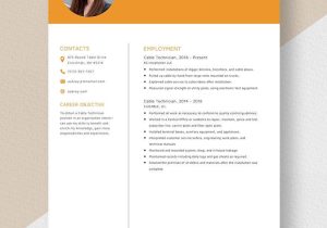 Sample Resume for Cable Installation Technician Free Free Cable Technician Resume Template – Word, Apple Pages …