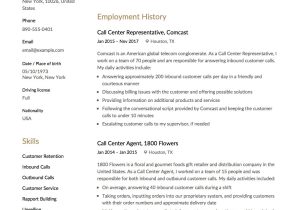 Sample Resume for Call Center Agent with No Work Experience Call Center Resume & Guide (lancarrezekiq 12 Free Downloads) 2022