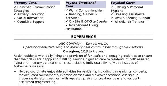 Sample Resume for Caregiver without Experience Caregiver Resume Sample Monster.com