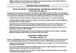 Sample Resume for Case Manager Position social Worker Resume Sample Monster.com