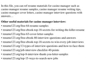 Sample Resume for Casino Pit Supervisor top 8 Casino Manager Resume Samples