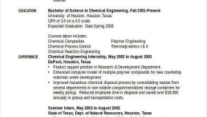 Sample Resume for Chemical Engineering Internship Chemical Engineering Internship Resume Samples Klauuuudia