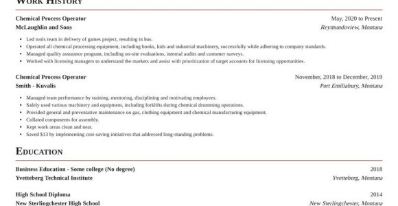 Sample Resume for Chemical Plant Operator Chemical Process Operator Resume Builder & Example Rocket Resume