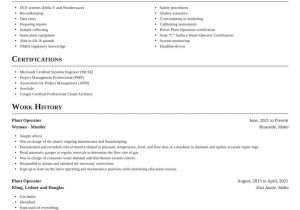 Sample Resume for Chemical Plant Operator Plant Operator Resume Creator & Example Rocket Resume
