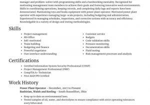 Sample Resume for Chemical Plant Operator Power Plant Operator Resume Writer & Example Rocket Resume