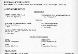 Sample Resume for Child Actor with No Experience Sample Acting Resume with No Experience