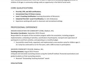 Sample Resume for Child Care assistant with No Experience Resume Example for Childcare / social Services Worker