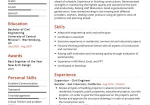 Sample Resume for Civil Engineer Fresher Civil Engineer Resume Example Cv Sample [2020] – Resumekraft
