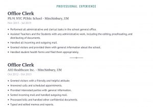 Sample Resume for Clerical Office Work Office Clerk Resume Example with Content Sample Craftmycv