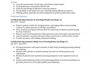 Sample Resume for Cna with No Previous Experience Certified Nursing assistant Resume Examples – Resumebuilder.com