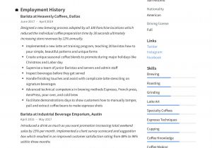 Sample Resume for Coffee Shop Worker Barista Resume & Writing Guide  12 Resume Templates Pdf