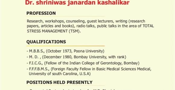 Sample Resume for College Principal In India Biodata C V Dr