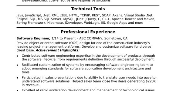 Sample Resume for Computer Engineer with Experience software Engineer Resume Monster.com
