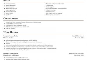 Sample Resume for Computer Science Lecturer Computer Science Teacher Resume Writer & Example Rocket Resume