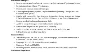 Sample Resume for Computer Science Lecturer In Engineering College Sample Information Technology Lecturer Resume – Id:5c13089cb82c8