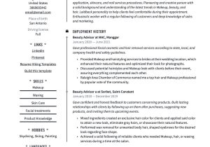 Sample Resume for Cosmetics Sales associate Beauty Advisor Resume & Guide 20 Templates Pdf & Word 2022