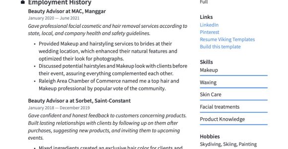 Sample Resume for Cosmetics Sales associate Beauty Advisor Resume & Guide 20 Templates Pdf & Word 2022
