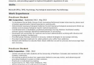 Sample Resume for Counseling Practicum Students Practicum Student Resume Samples