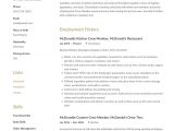 Sample Resume for Crew Member at Mcdonalds Mcdonalds Crew Member Resume & Writing Guide