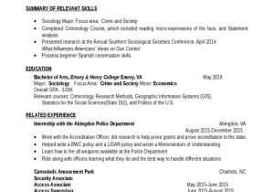 Sample Resume for Criminal Justice Internship Resume Pdf Criminology sociology