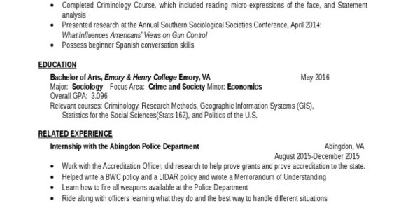 Sample Resume for Criminology Fresh Graduate Resume Pdf Criminology sociology