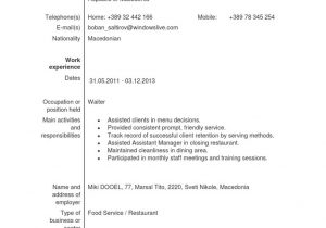 Sample Resume for Cruise Ship Waiter A Sample Cv for Applying On A Cruise Ship Pdf Waiting Staff …