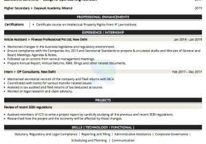 Sample Resume for Cs Management Trainee Sample Resume Of Company Secretary (cs) with Template & Writing …