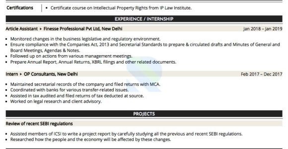 Sample Resume for Cs Management Trainee Sample Resume Of Company Secretary (cs) with Template & Writing …