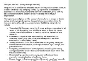 Sample Resume for Curatorial Design Museum Museum Curator Cover Letter Examples – Qwikresume