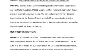Sample Resume for Customs Broker Philippines Final Rrl Pdf Customs Lawyer