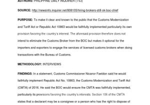 Sample Resume for Customs Broker Philippines Final Rrl Pdf Customs Lawyer