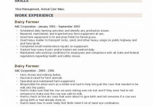 Sample Resume for Dairy Farm Worker Dairy Farmer Resume Samples