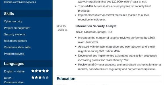 Sample Resume for Data Security Analyst Position Information Security Analyst Resumeâsample and Writing Tips