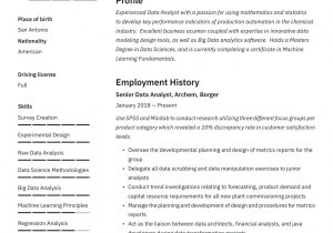 Sample Resume for Data Warehouse Analyst Big Data Analyst (m/f) (data- Warehouse-analyst/in