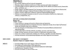 Sample Resume for Devops Engineer Fresher Entry Level Devops Engineer Resume for Fresher