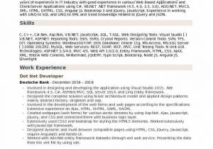 Sample Resume for Dot Net Programmer Fresher Dot Net Developer Resume Samples