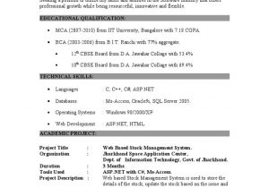 Sample Resume for Dot Net Programmer Fresher Dot Net Fresher Resume format4