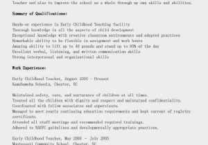 Sample Resume for Early Childhood Educator Job Resume Samples Early Childhood Teacher Resume Sample