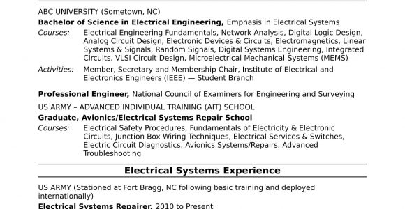 Sample Resume for Electrical and Electronics Engineer Sample Resume for A Midlevel Electrical Engineer