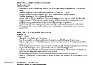 Sample Resume for Electrical and Electronics Engineer Technical Skills for Electrical Engineer Resume