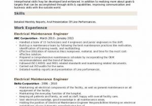 Sample Resume for Electrical Engineer Maintenance Pdf Electrical Maintenance Engineer Resume Samples