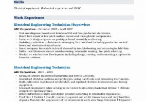Sample Resume for Electrical Maintenance Technician Pdf Electrical Engineering Technician Resume Samples